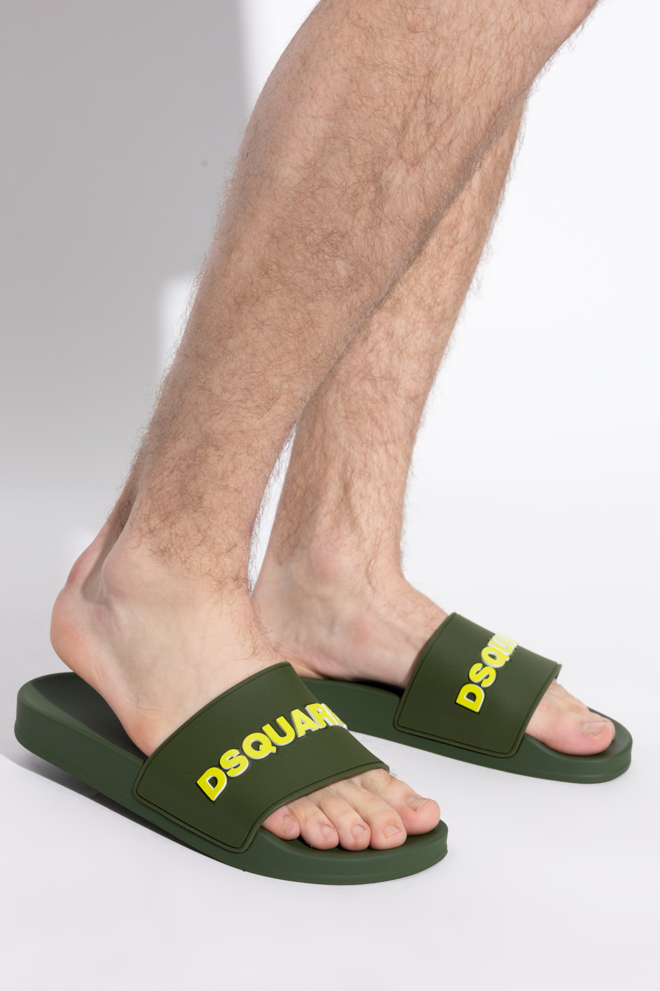 Green Slides with logo Dsquared2 - Vitkac France